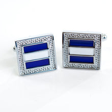 manchetknopen triple blauw wit vierkant