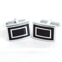 manchetknopen zwart chrome rechthoek