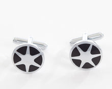 manchetknopen rond zwart chrome ster