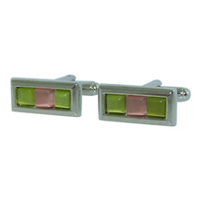 Manchetknopen lime roze rechthoek