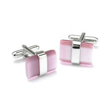 manchetknopen roze zilver rechthoek
