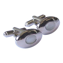 Manchetknopen Rhodium / Catseye Wit