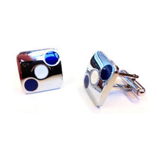 manchetknopen stippen blauw wit