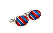 Manchetknopen ovaal gestreept rood blauw