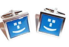 manchetknopen vierkant blauw smile
