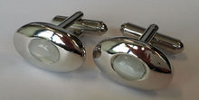 Manchetknopen rhodium catseye wit